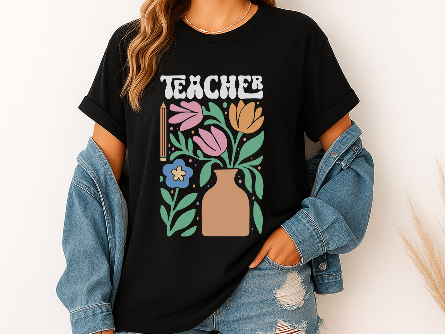 Funny Teacher Boho Flower SVG Cut File