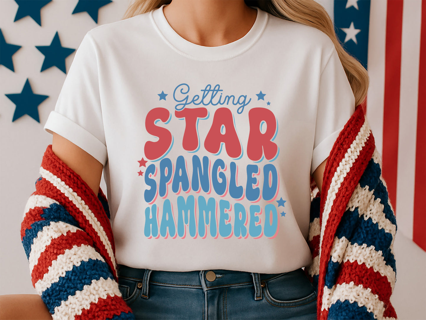 Getting Star Spangled Hammered, Retro 4th of July SVG