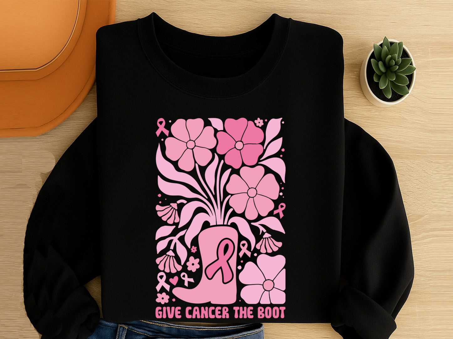Give Cancer The Boot Boho Floral SVG Vector