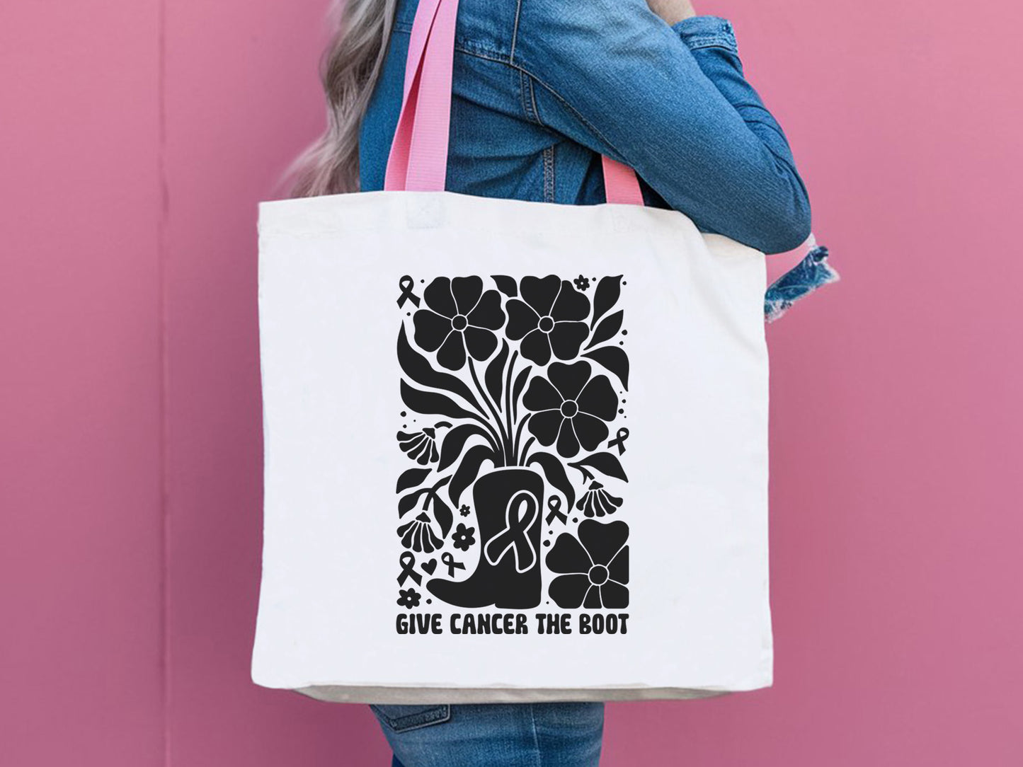 Give Cancer The Boot Boho Floral SVG Vector