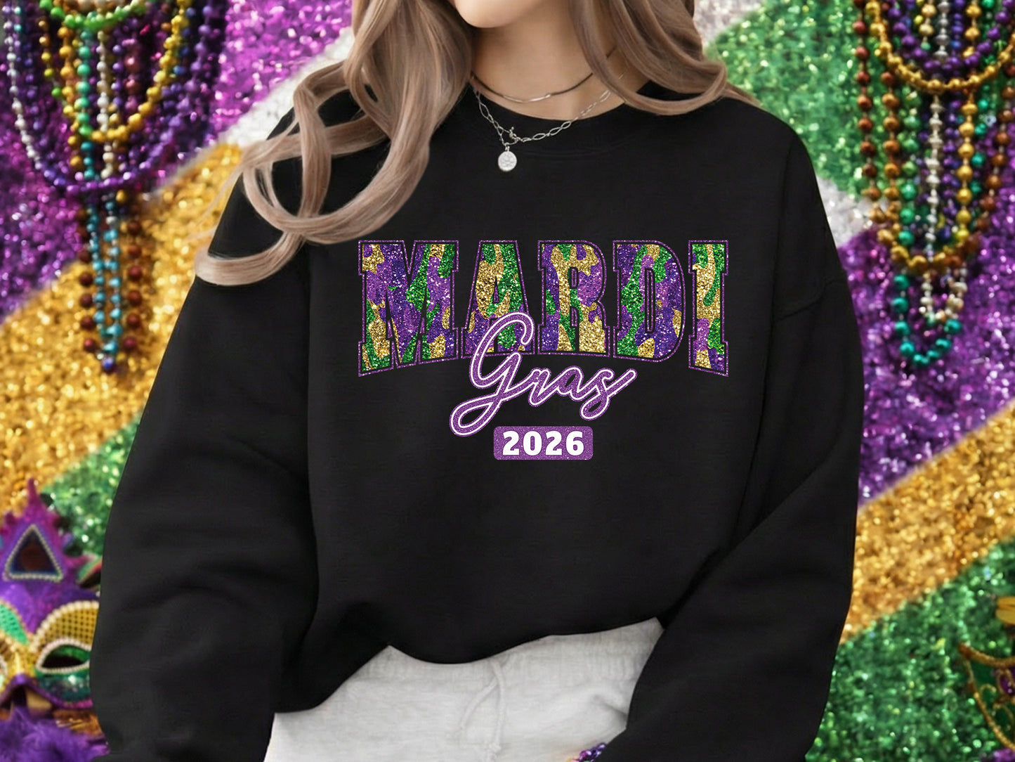 Glitter Preppy Mardi Gras 2026 Sublimation