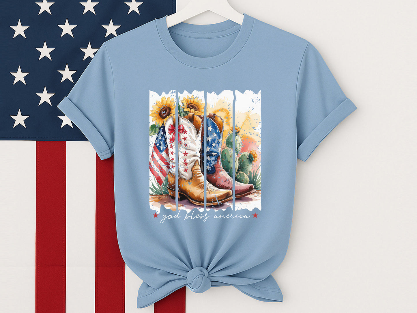 God Bless America, 4th of July Boot Sublimation