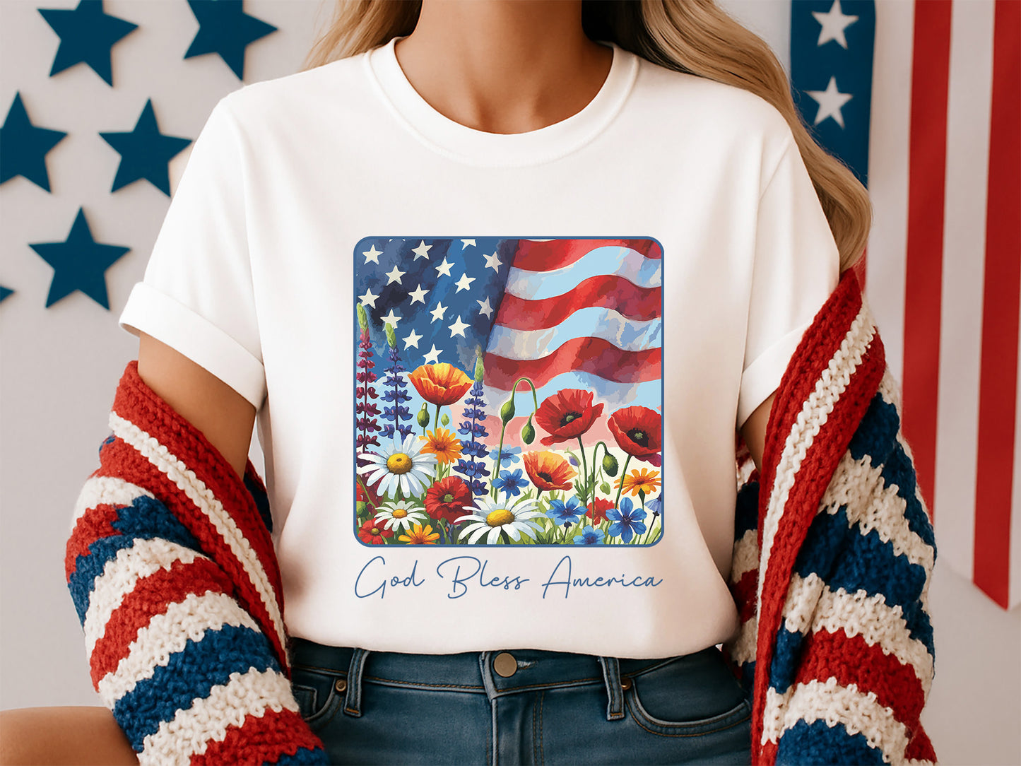 God Bless America, Fourth of July Flag Sublimation