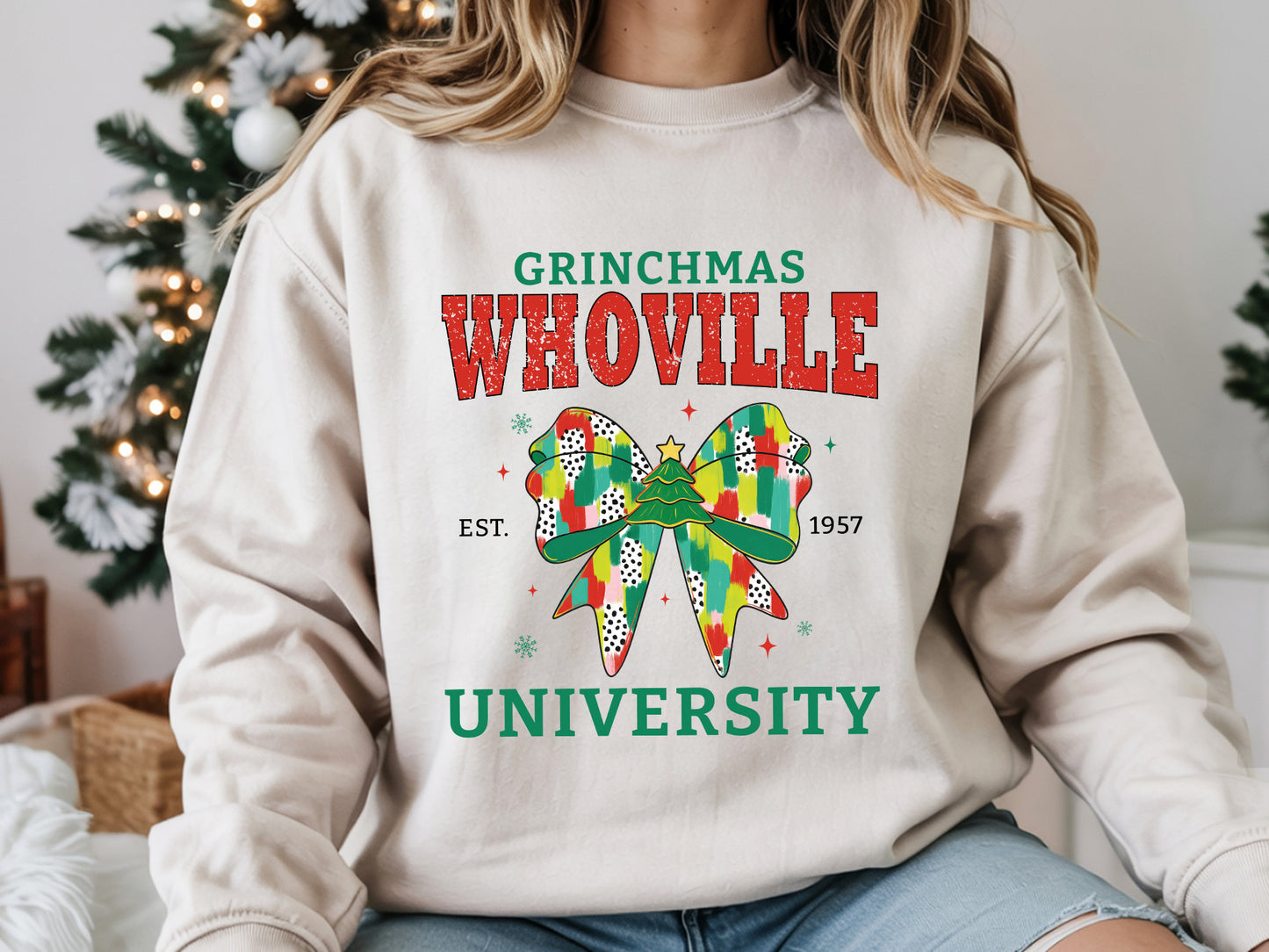 Grinchmas Whoville University, Coquette Christmas Sublimation