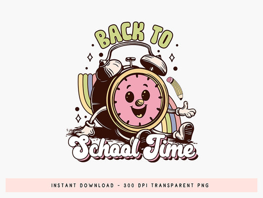 Groovy Back to School Time PNG Sublimation