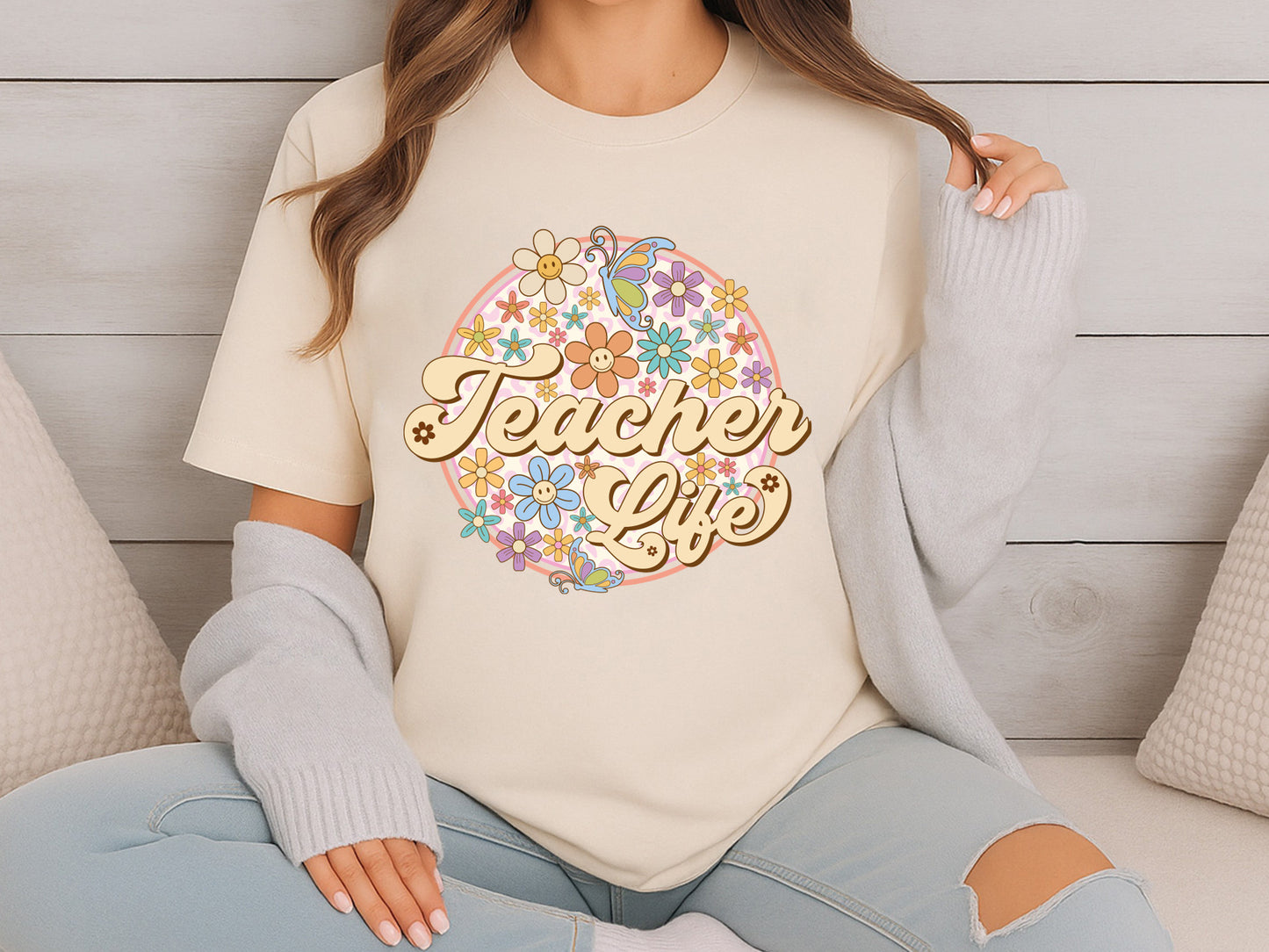 Groovy Floral Teacher Life PNG Sublimation