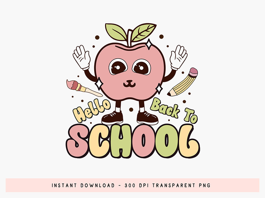 Groovy Hello Back to School Sublimation Design
