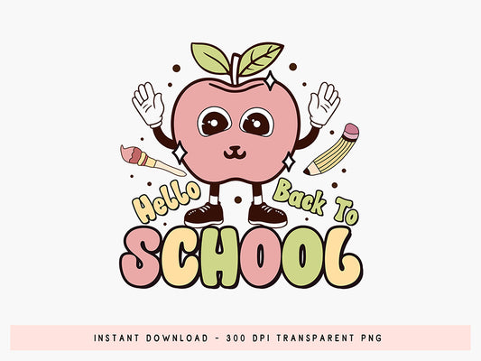 Groovy Hello Back to School Sublimation Design