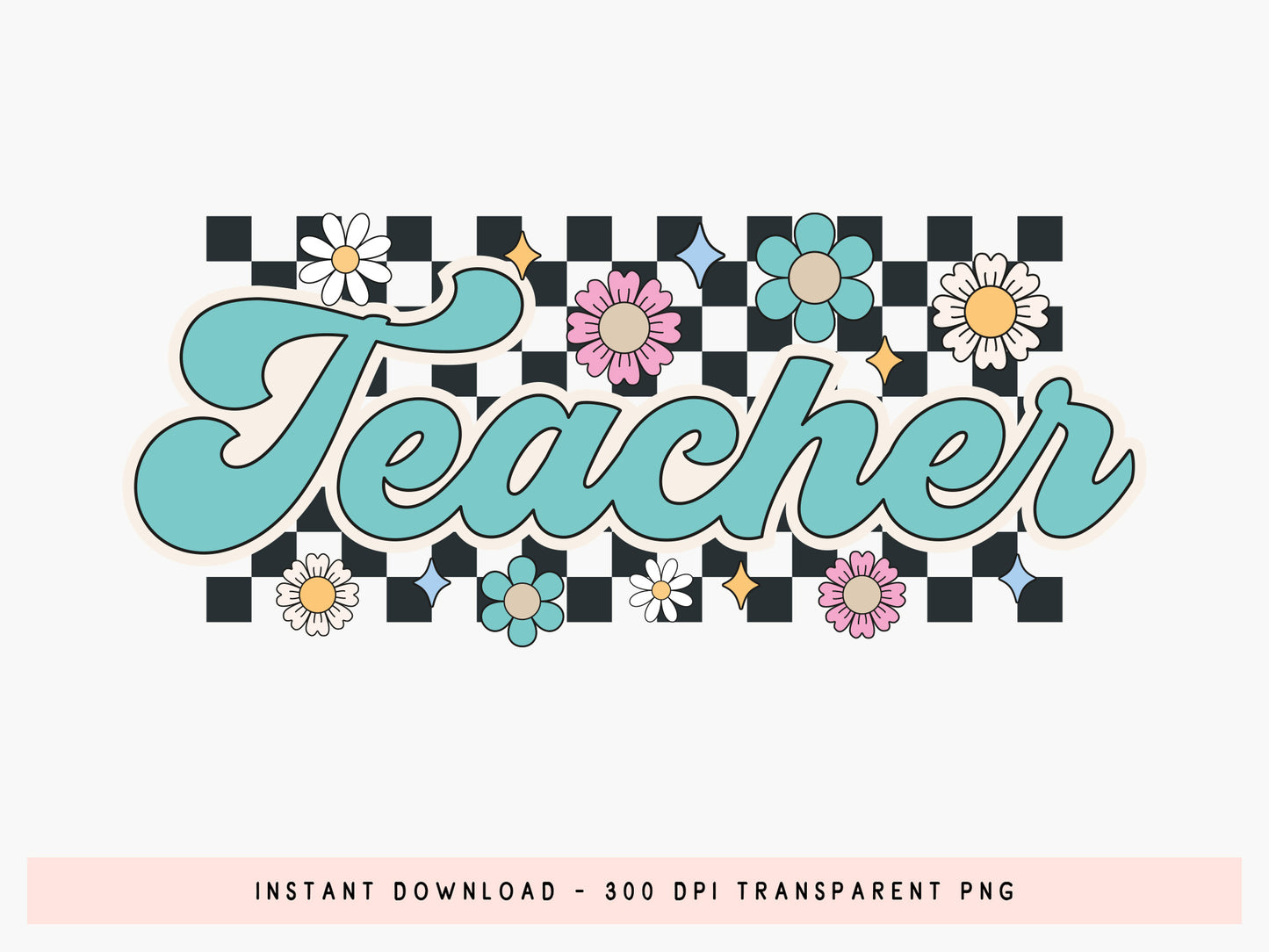 Groovy Teacher PNG Sublimation Design