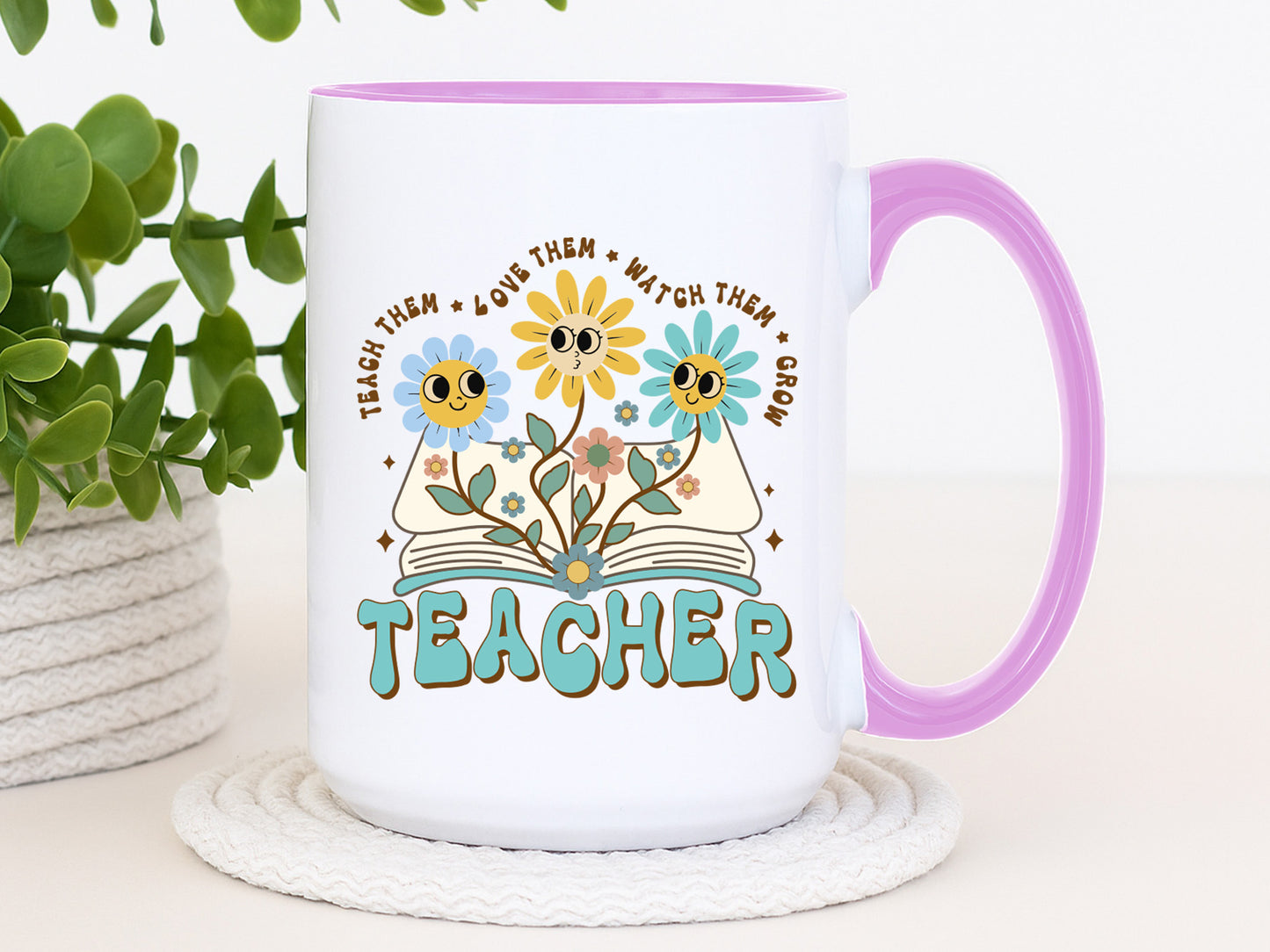 Groovy Teacher Teach Them Love Them Watch Them Grow PNG