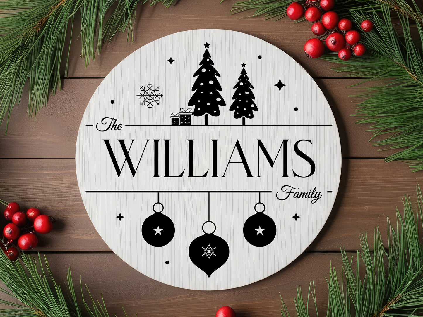 Hand Painted Family Name Christmas Sign SVG Design