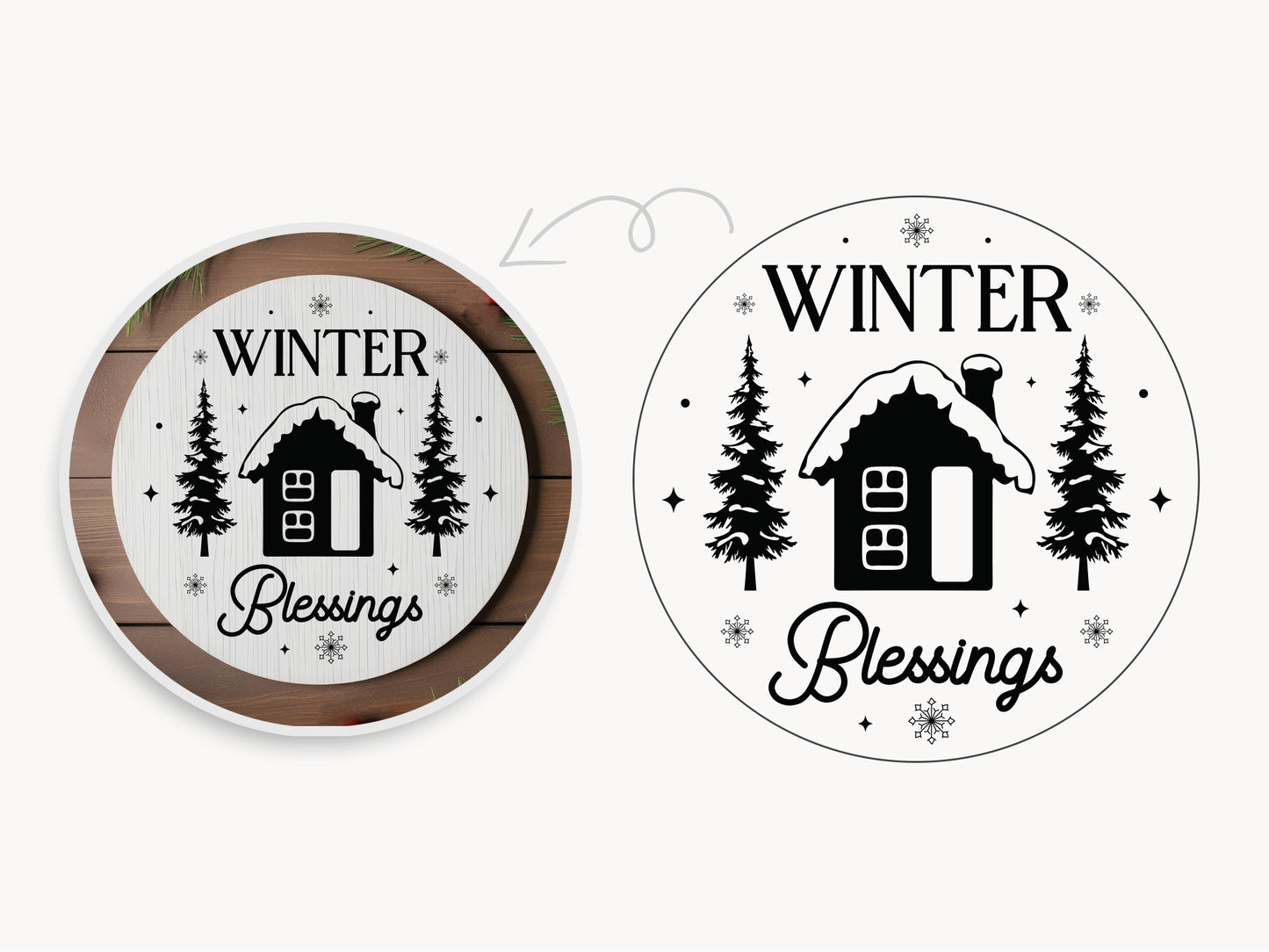 Handmade Winter Blessings Round Sign SVG