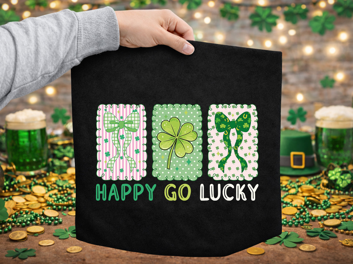 Happy Go Lucky, Preppy St Patrick's Sublimation