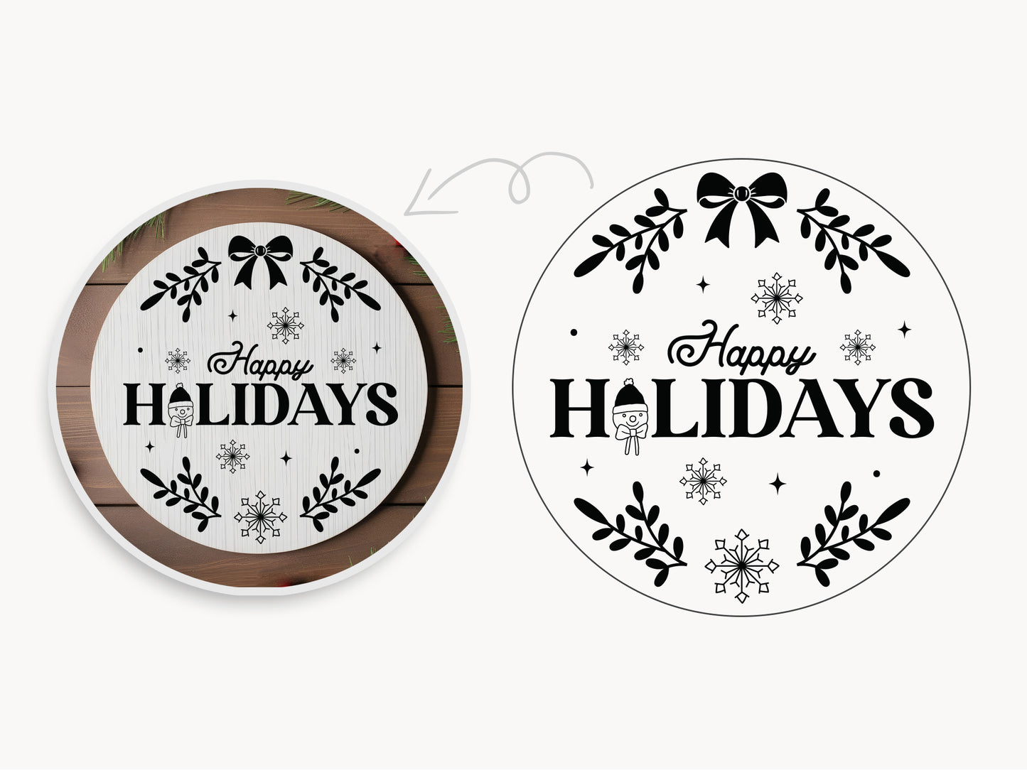 Happy Holidays - Handcrafted Winter Sign SVG