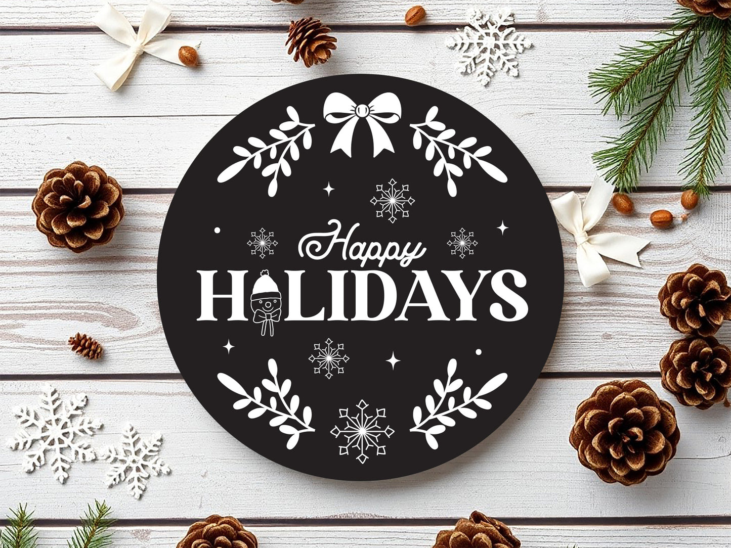 Happy Holidays - Handcrafted Winter Sign SVG