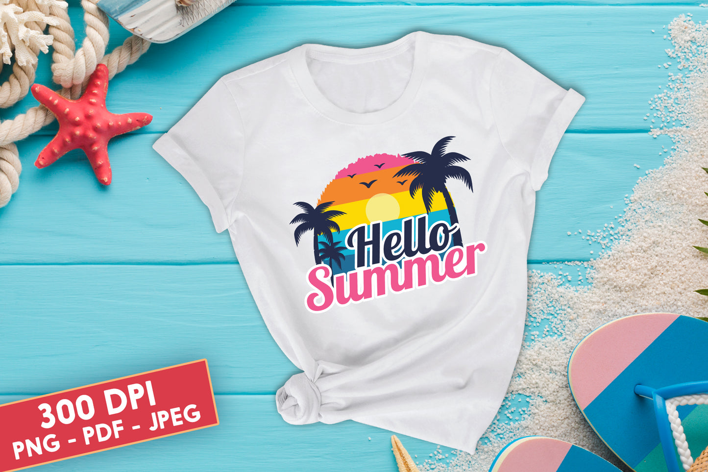 Hello Summer Sublimation Design