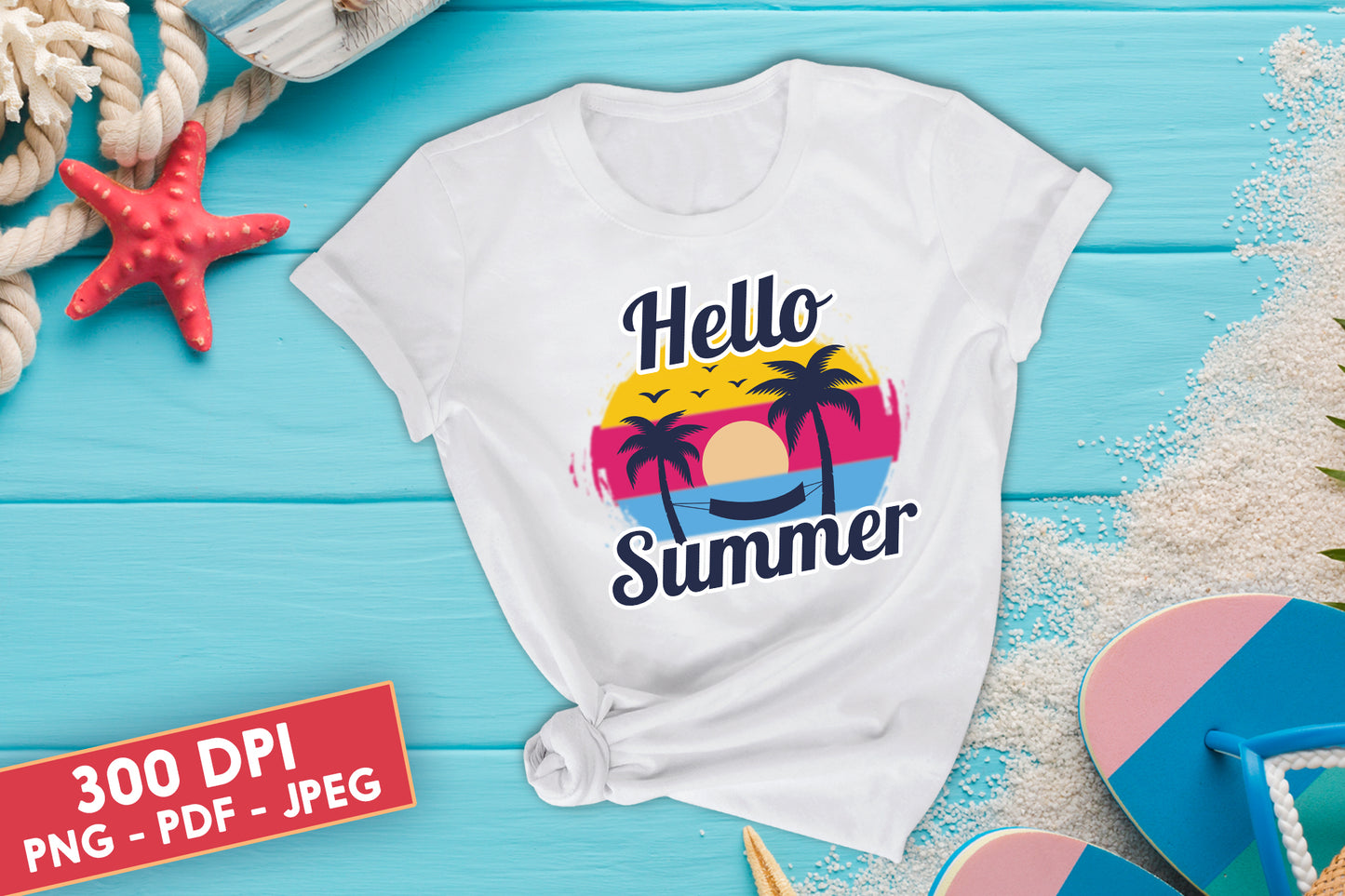 Hello Summer Sublimation Transfer Design