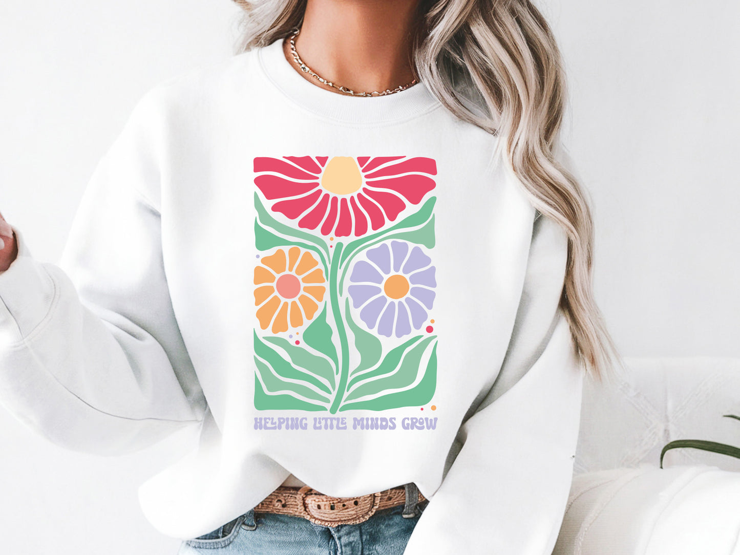 Helping Little Minds Grow, Floral Teacher Appreciation SVG