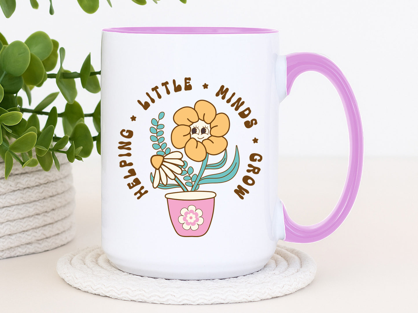 Helping Little Minds Grow, Groovy Floral Teacher PNG