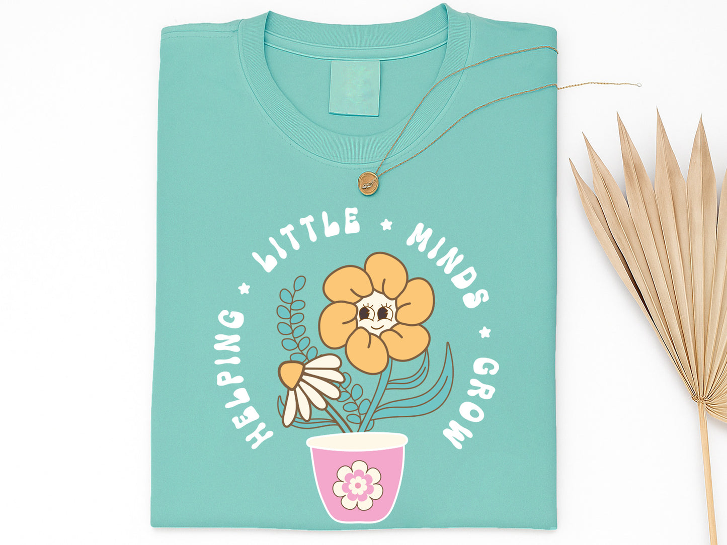 Helping Little Minds Grow, Groovy Floral Teacher PNG