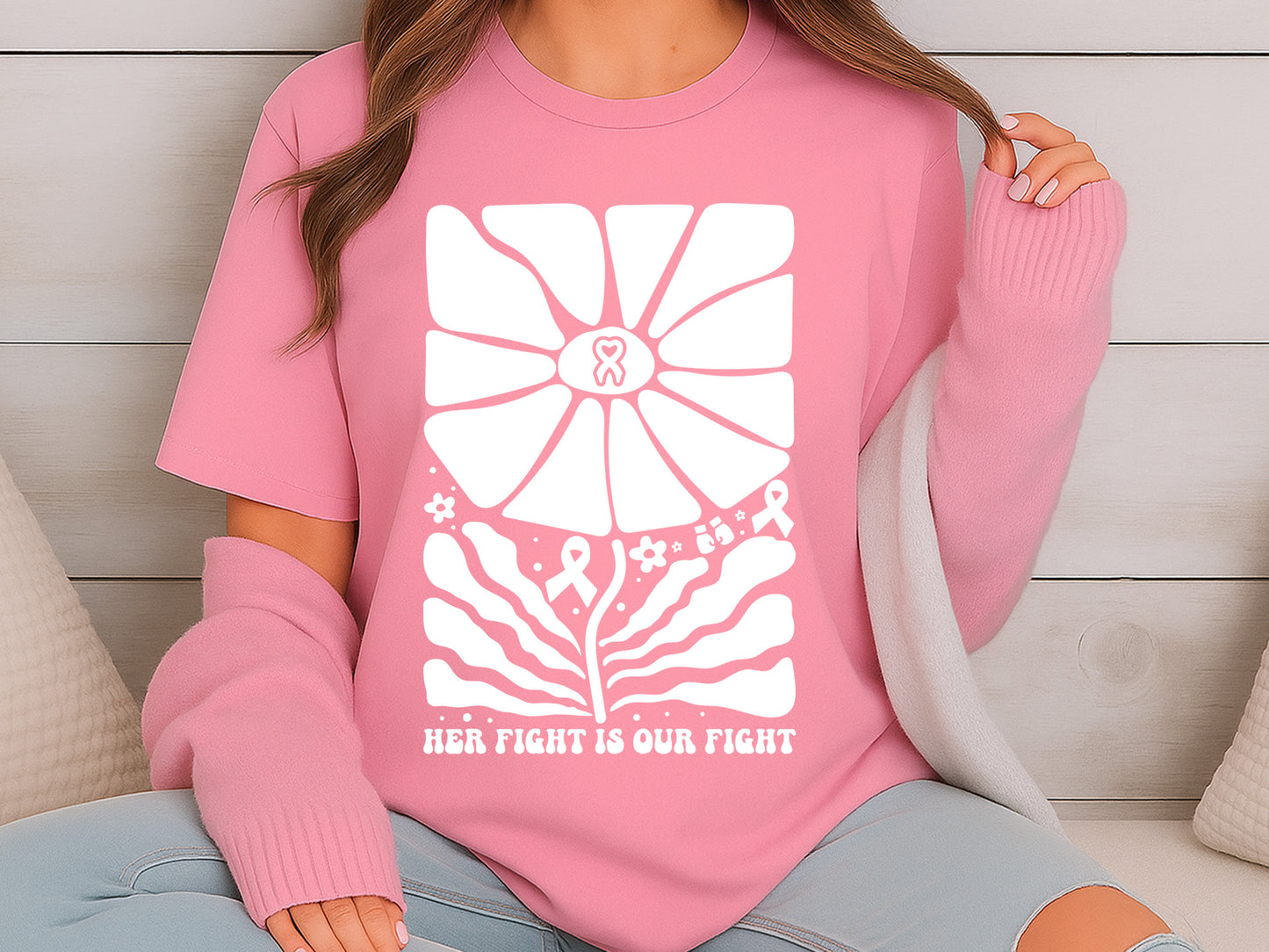 Her Fight is Our Fight, Floral Breast Cancer SVG