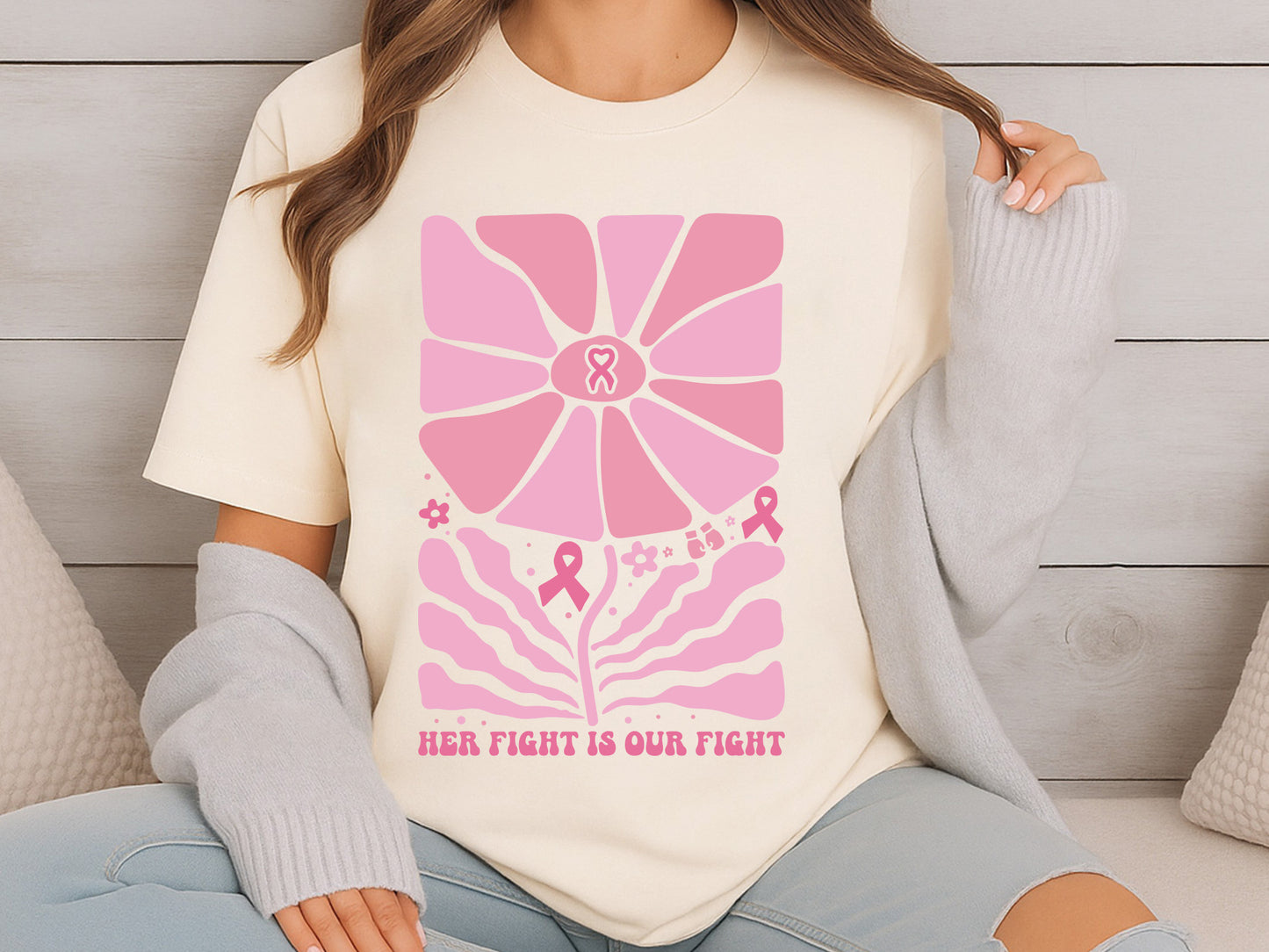 Her Fight is Our Fight, Floral Breast Cancer SVG
