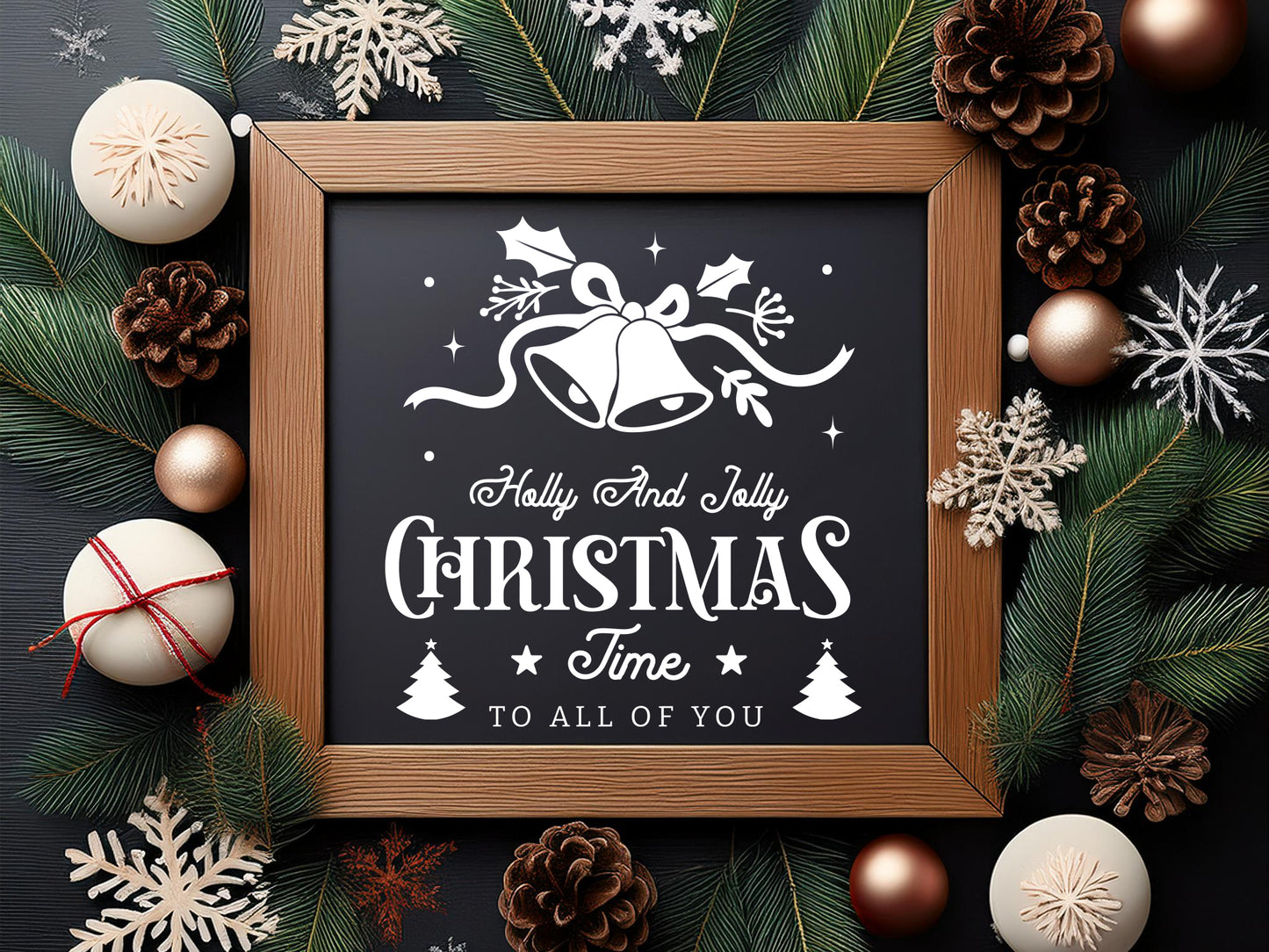 Holly and Jolly Christmas Farmhouse Sign SVG
