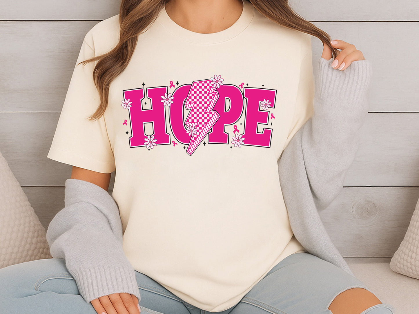 Hope Breast Cancer Preppy Sublimation Design