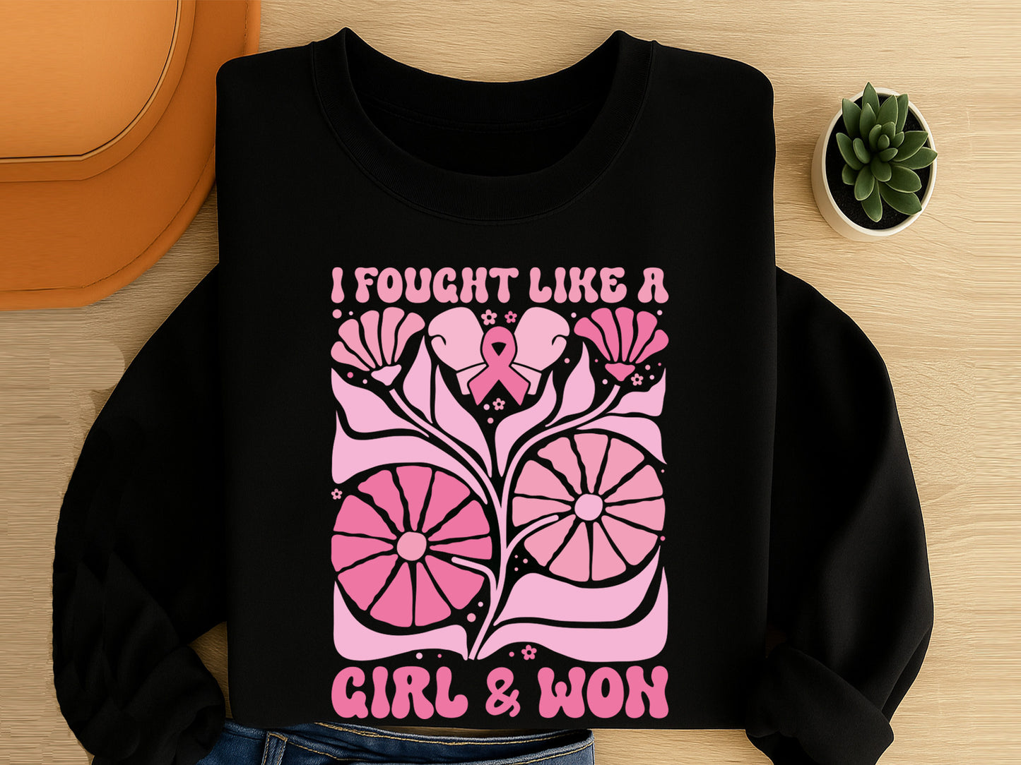 I Fight Like a Girl and Won, Breast Cancer Flower SVG PNG