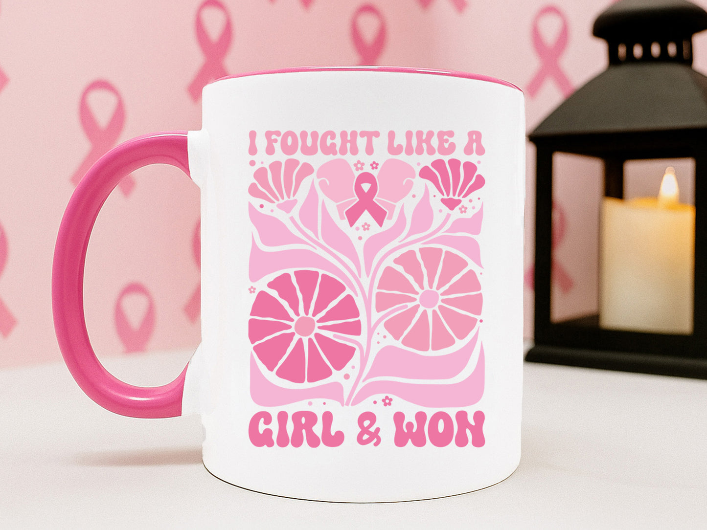 I Fight Like a Girl and Won, Breast Cancer Flower SVG PNG