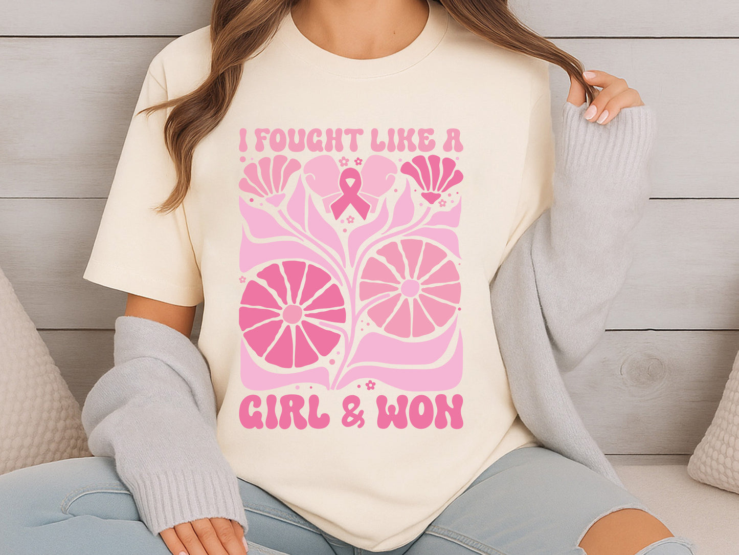 I Fight Like a Girl and Won, Breast Cancer Flower SVG PNG
