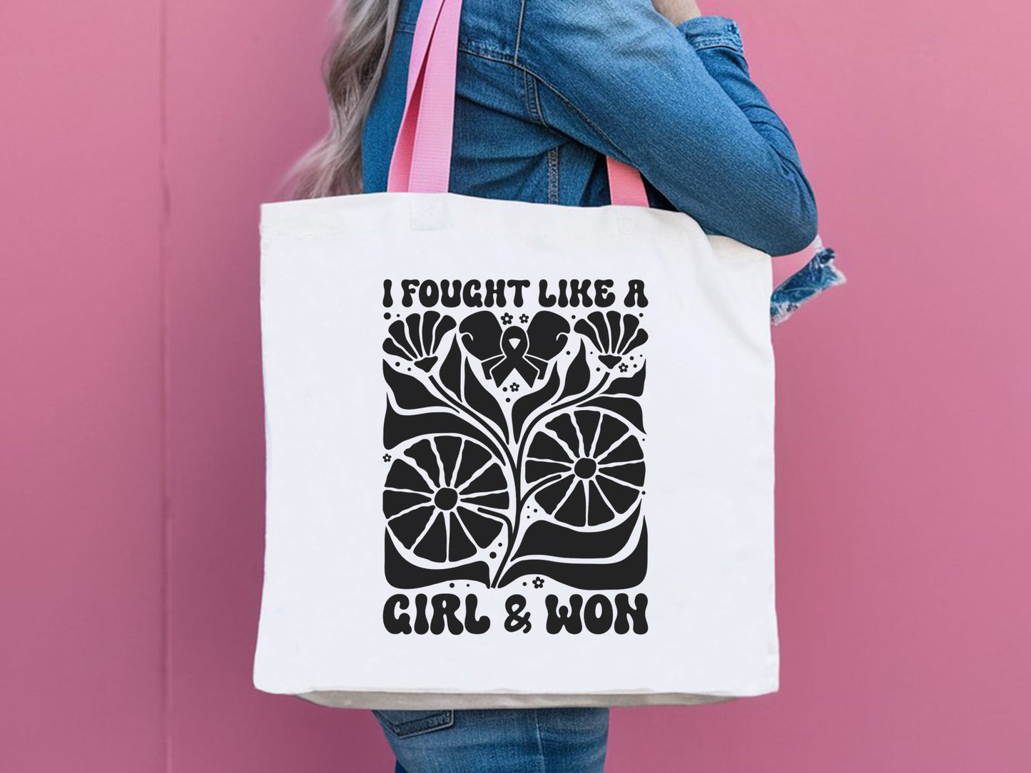 I Fight Like a Girl and Won, Breast Cancer Flower SVG PNG