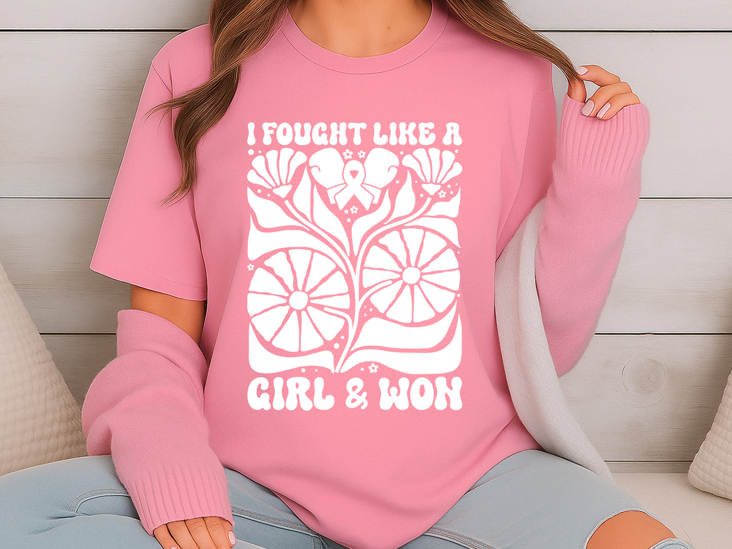 I Fight Like a Girl and Won, Breast Cancer Flower SVG PNG