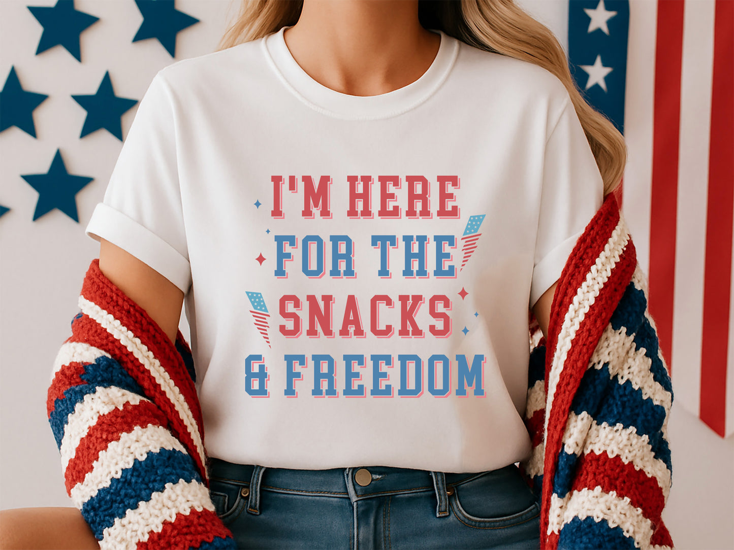 I'm Here for the Snacks and Freedom, 4th of July SVG Funny