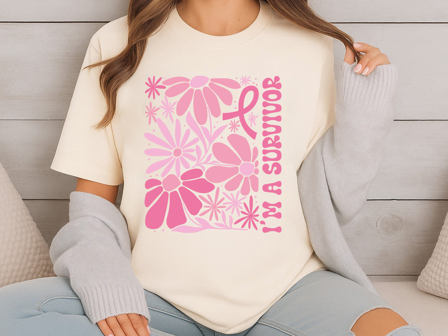 I'm a Survivor, Boho Floral Breast Cancer SVG