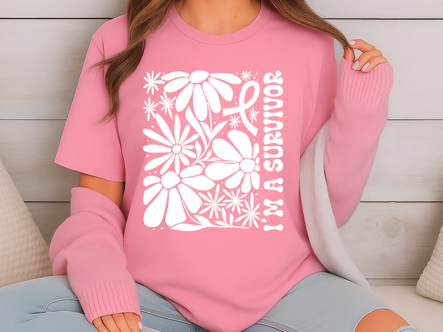 I'm a Survivor, Boho Floral Breast Cancer SVG