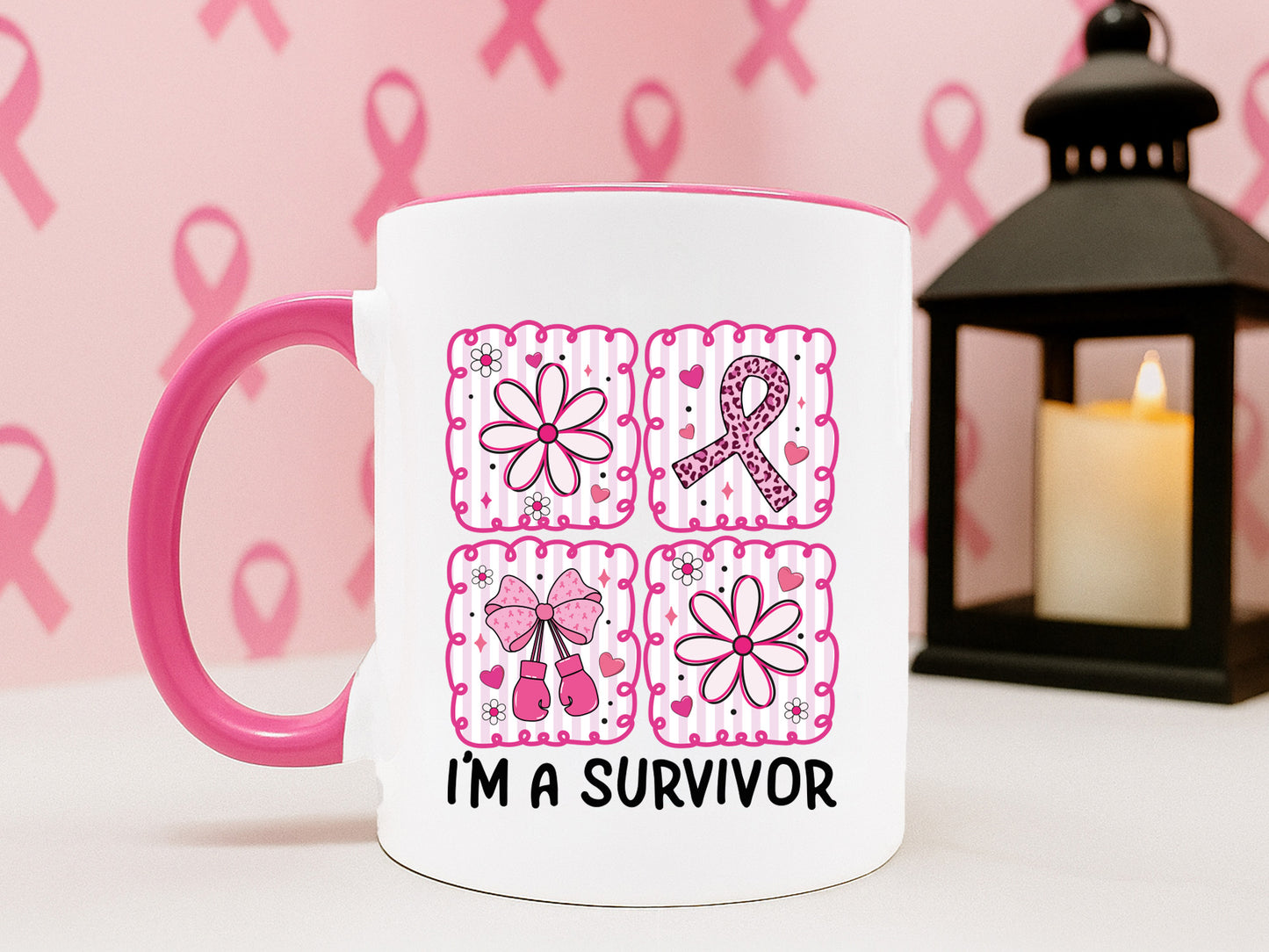 I'm a Survivor, Preppy Breast Cancer PNG Sublimation