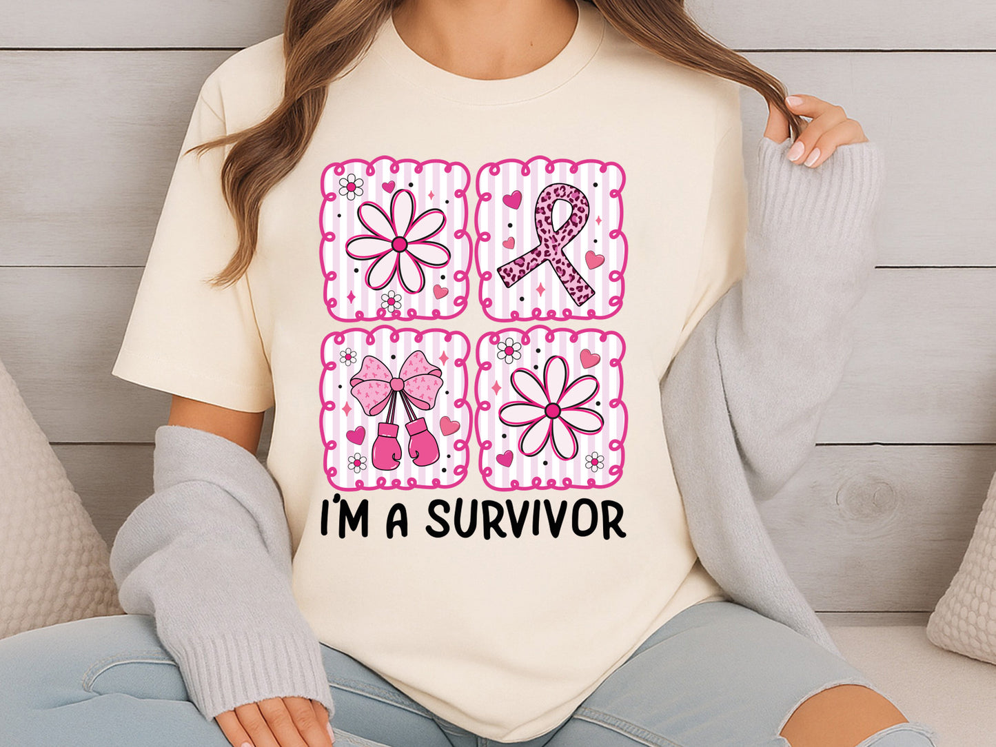 I'm a Survivor, Preppy Breast Cancer PNG Sublimation