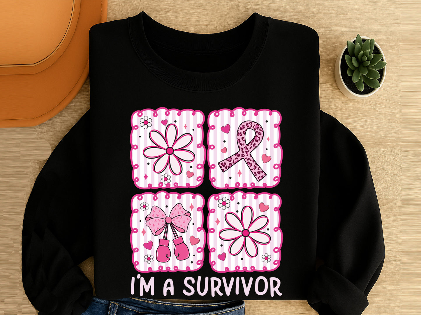 I'm a Survivor, Preppy Breast Cancer PNG Sublimation