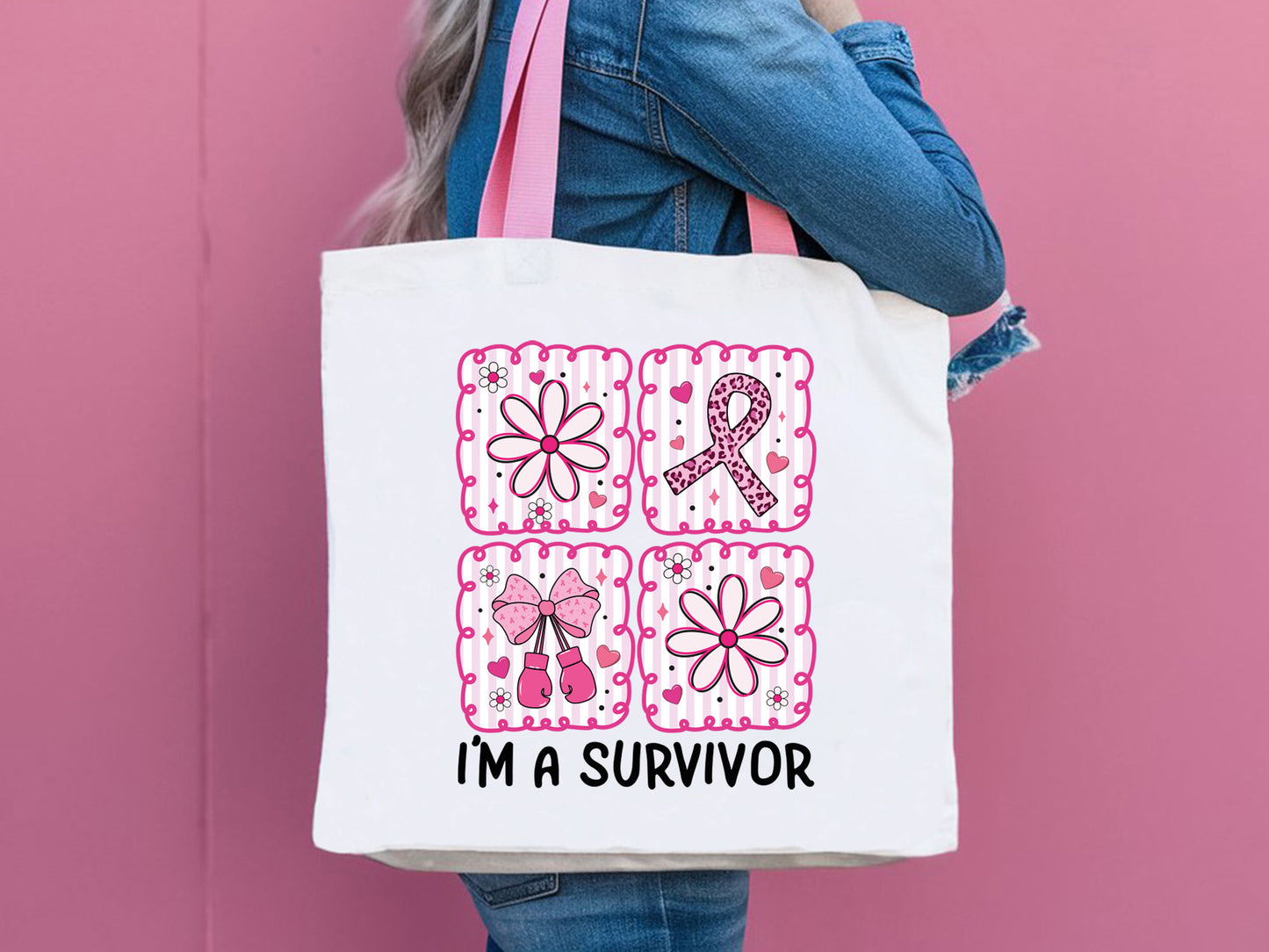 I'm a Survivor, Preppy Breast Cancer PNG Sublimation