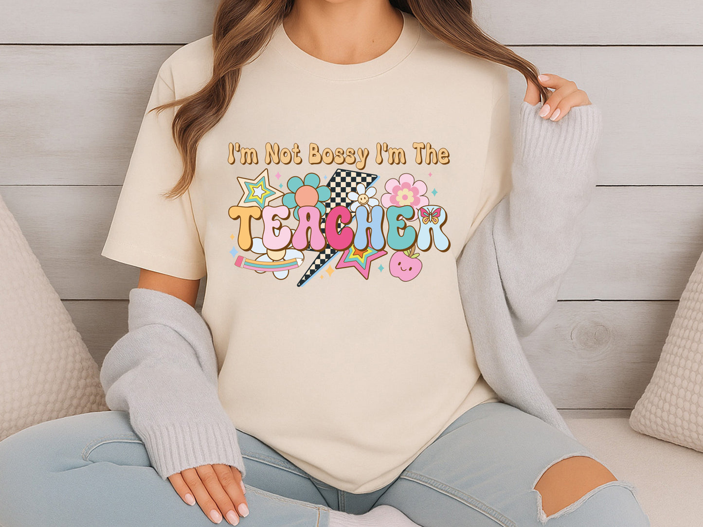 I'm not Bossy I'm the Teacher Groovy Sublimation Funny