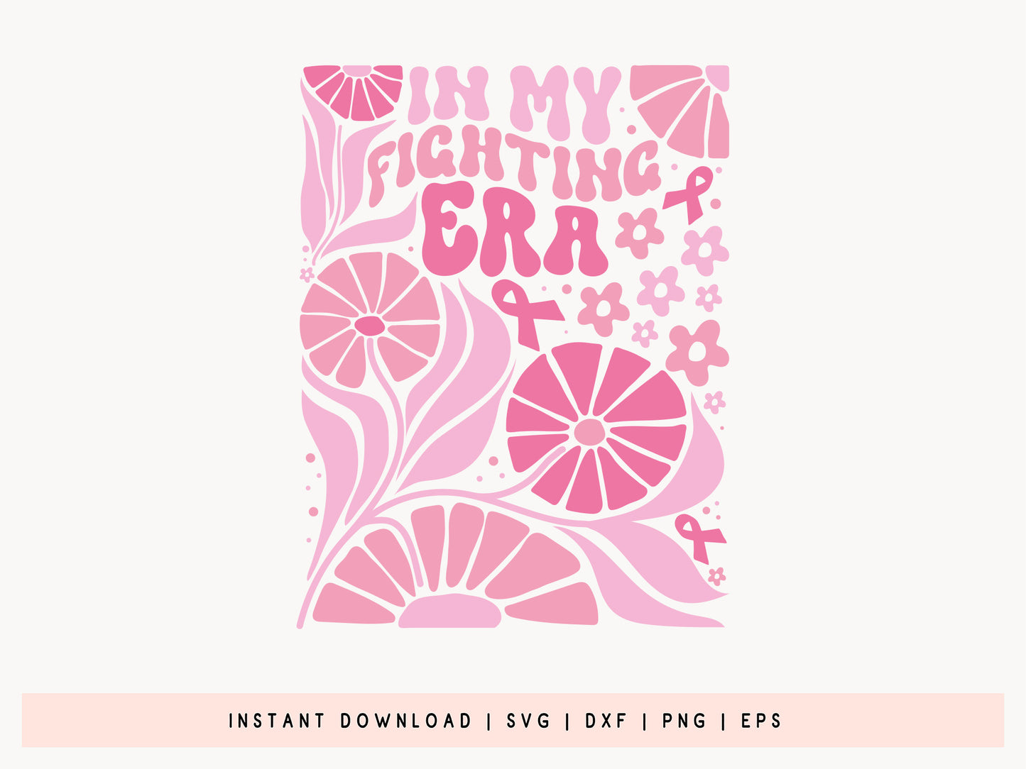 In My Fighting Era, Cute Floral Breast Cancer SVG