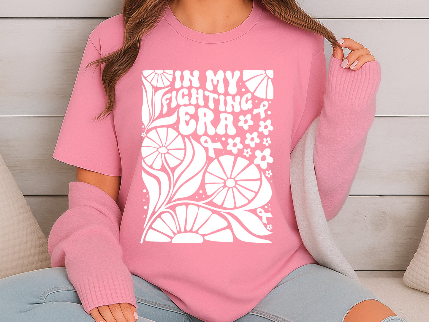 In My Fighting Era, Cute Floral Breast Cancer SVG