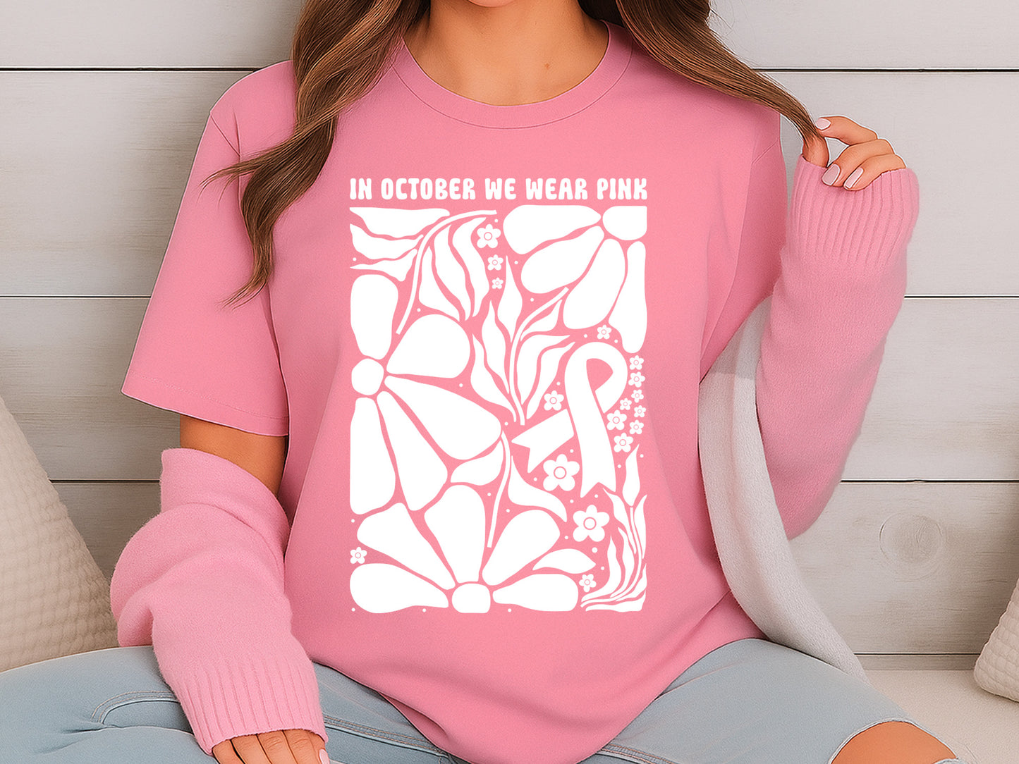 In October We Wear Pink, Breast Cancer SVG Flower