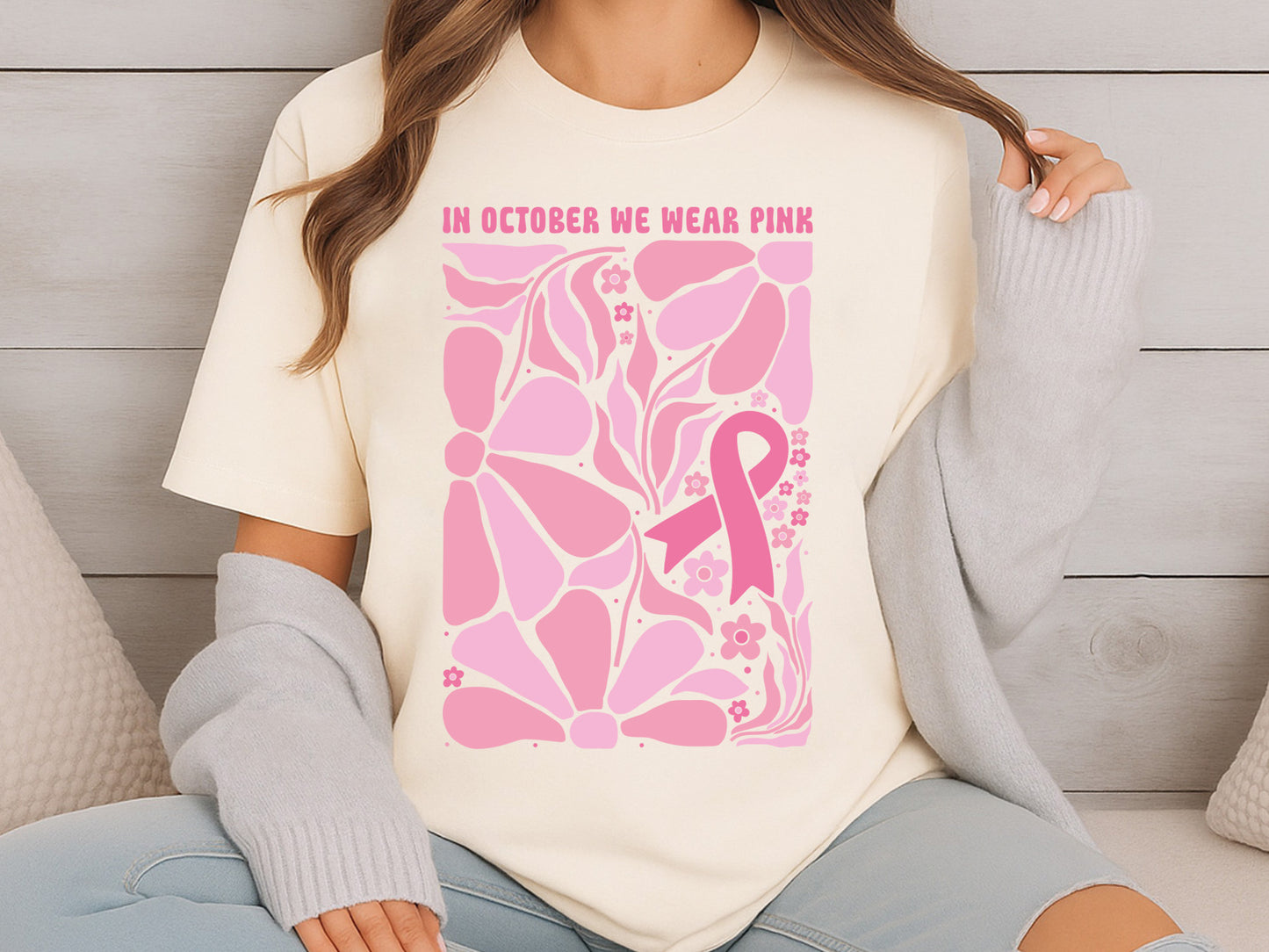 In October We Wear Pink, Breast Cancer SVG Flower
