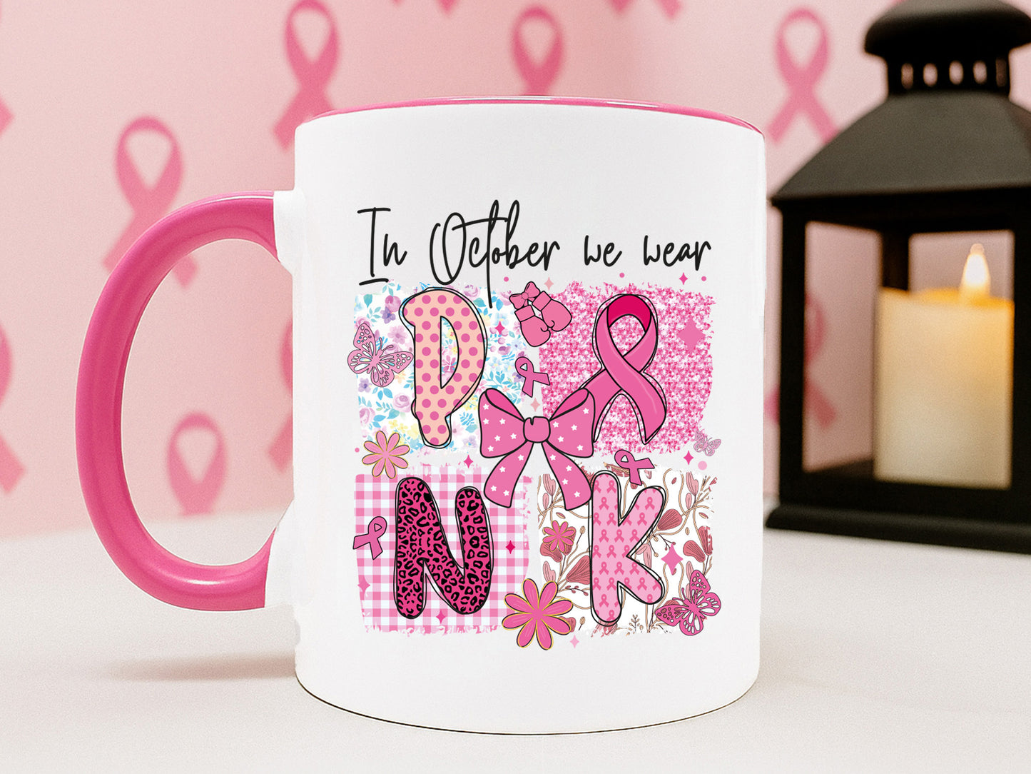 In October We Wear Pink, Breast Cancer Sublimation Preppy