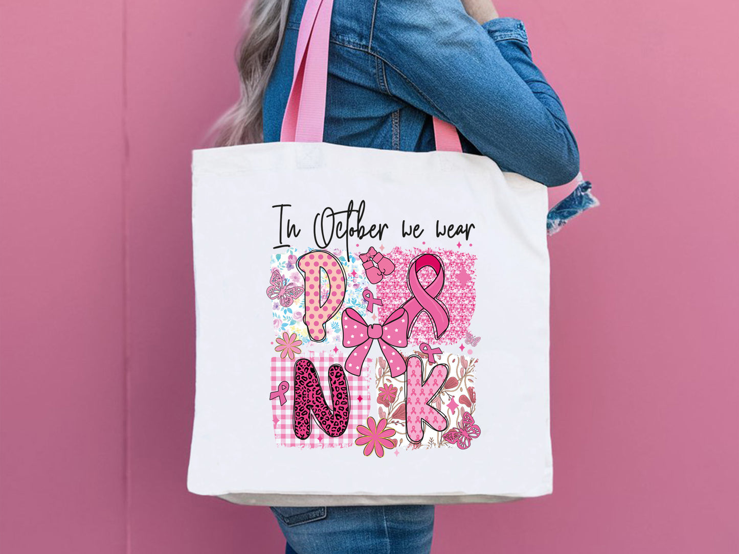 In October We Wear Pink, Breast Cancer Sublimation Preppy