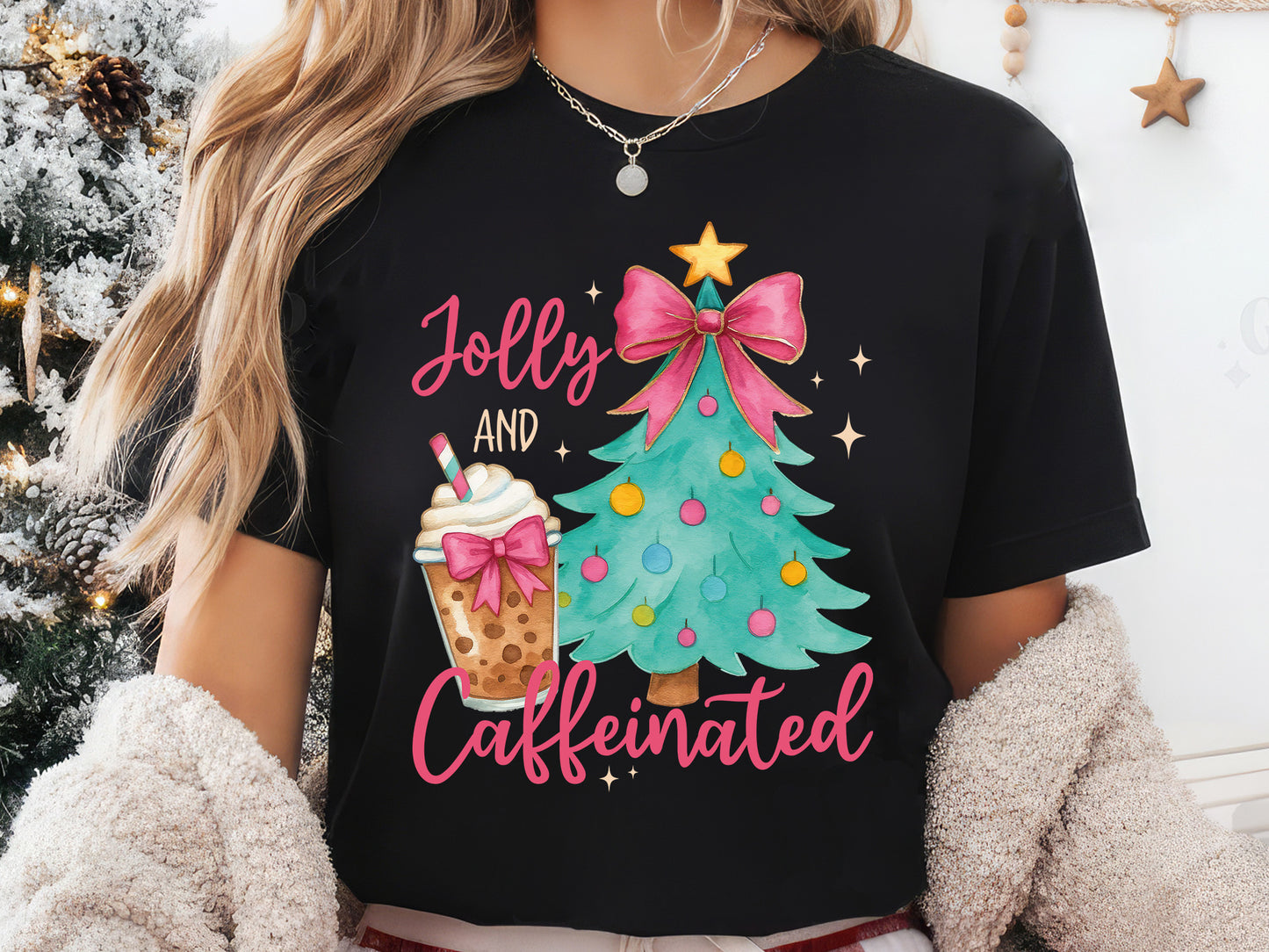Jolly and Caffeinated, Christmas Coquette Sublimation