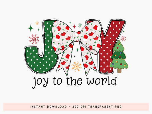 Joy to the World, Coquette Christmas PNG Design