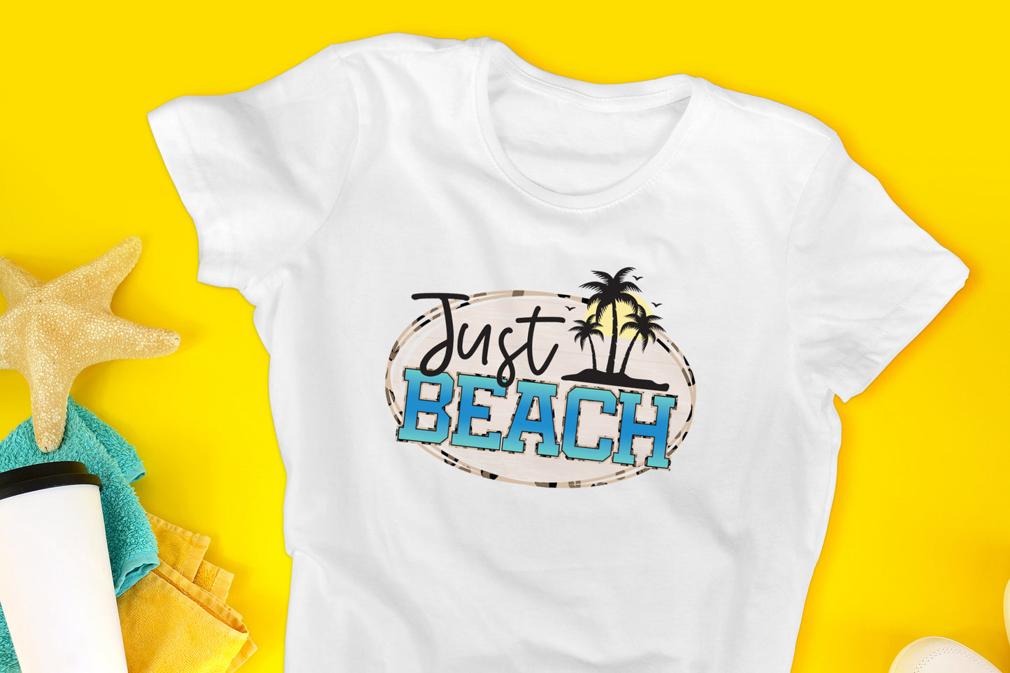 Just Beach Sublimation Design PNG